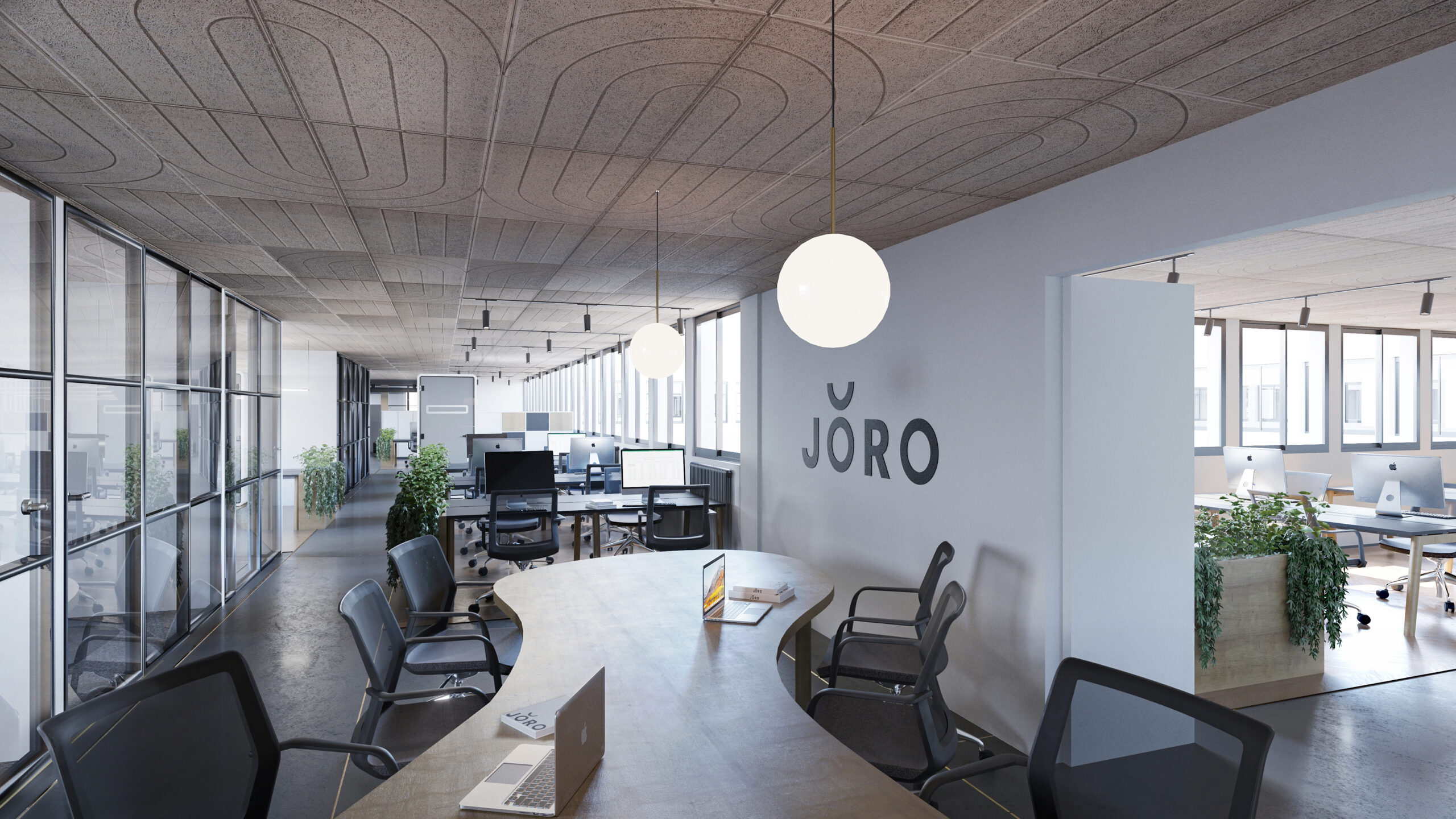 Visuel 3D de bureaux co-working pour la société JORO