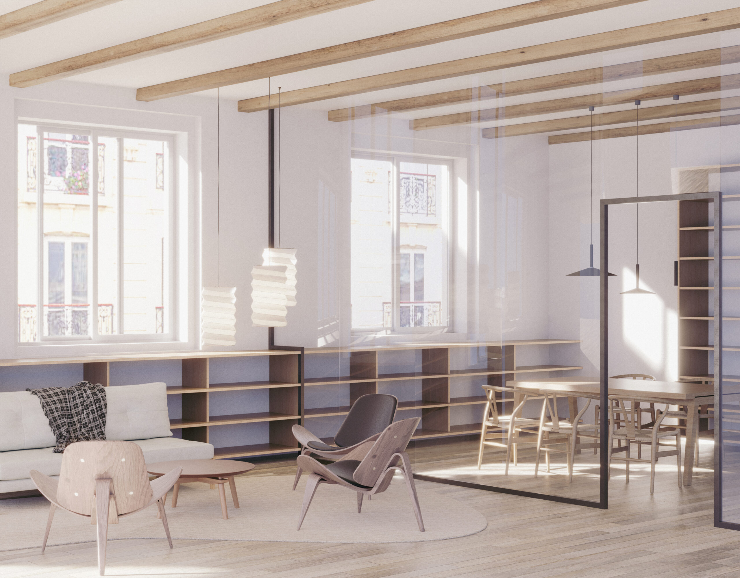 Visuel 3D de bureaux pour l'immobilier d'entreprise