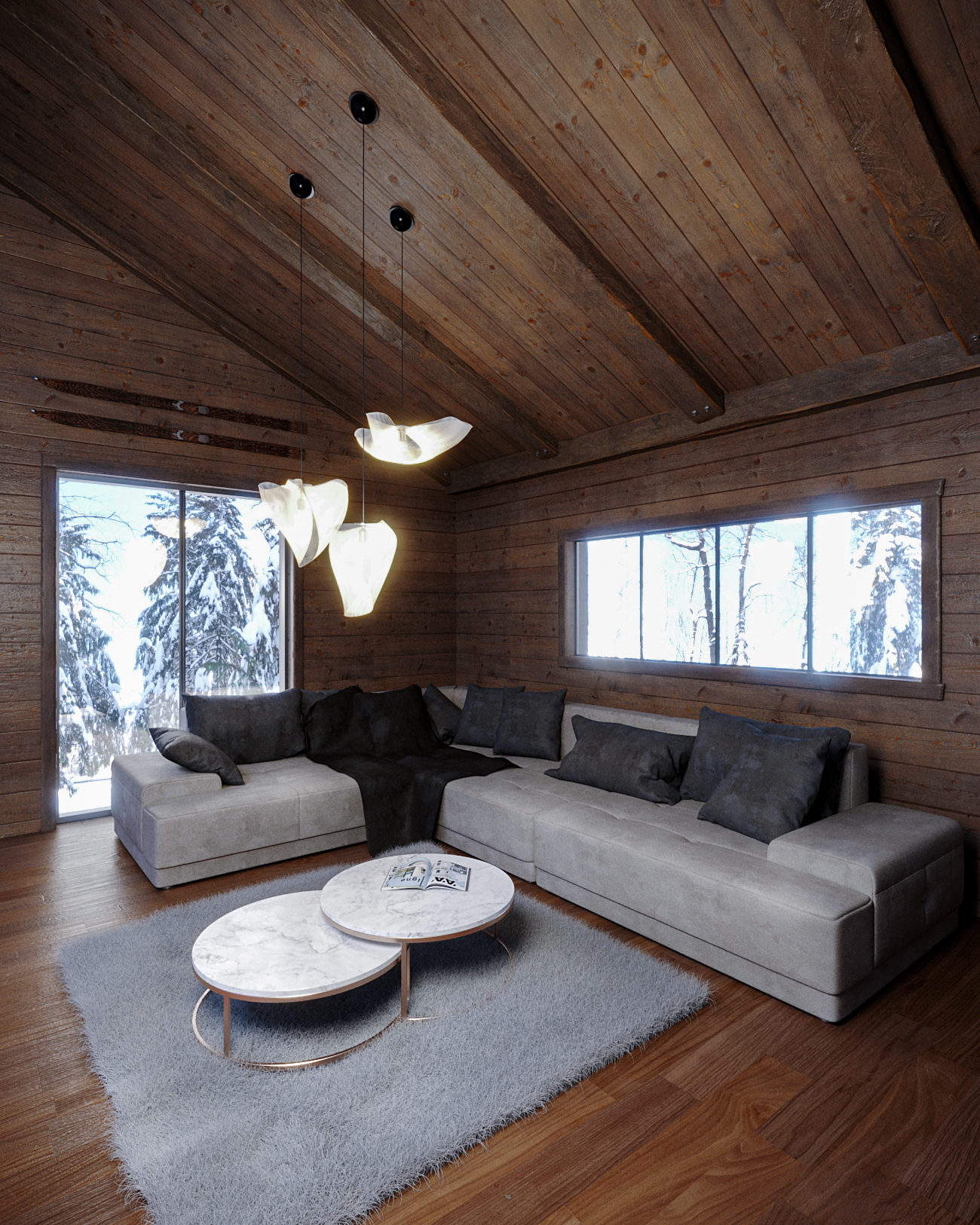 rendu 3D photoréaliste chalet megeve 2